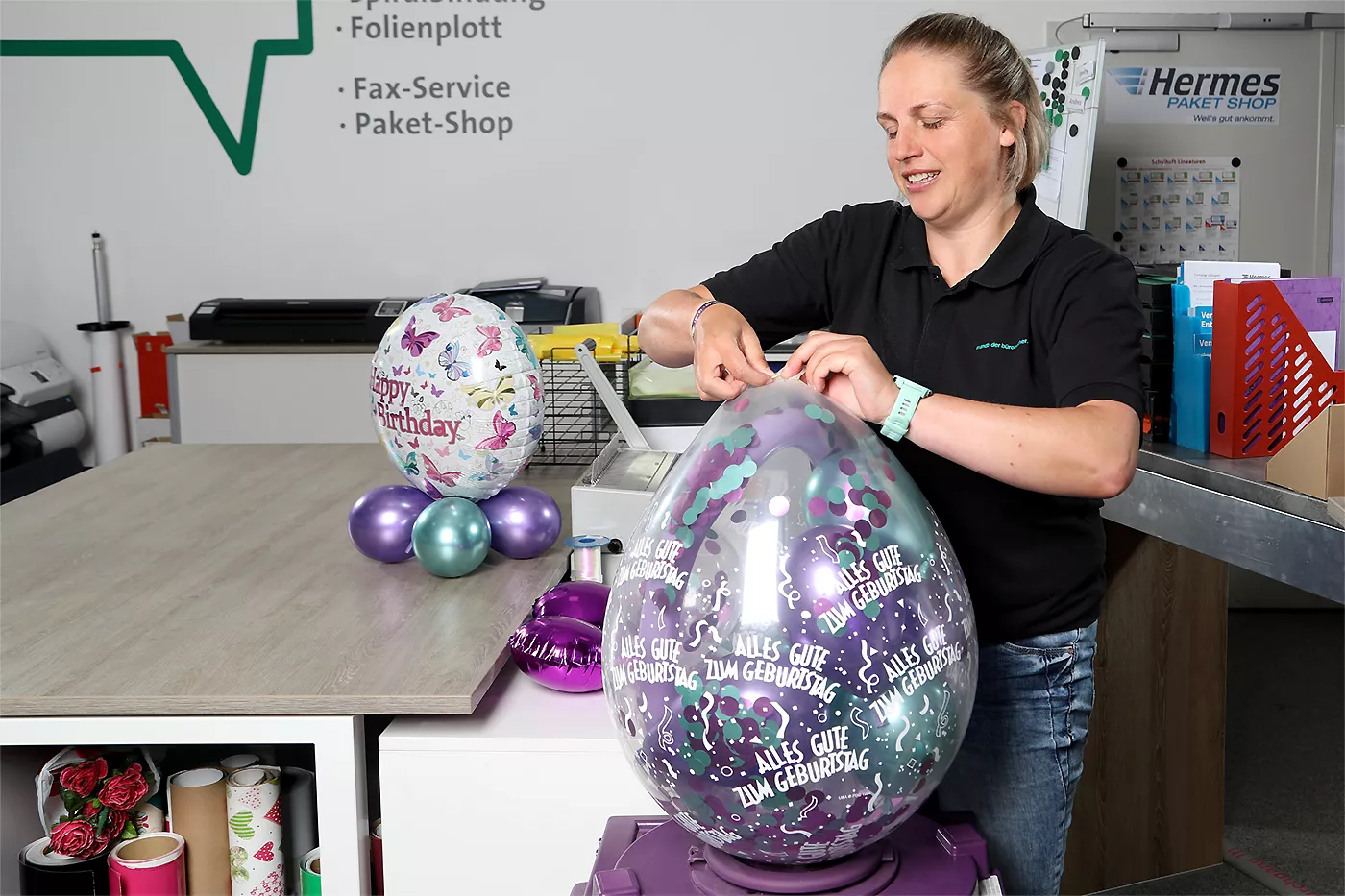 Verarbeitung von Ballons im Servicecenter Mandt Büroorganisation