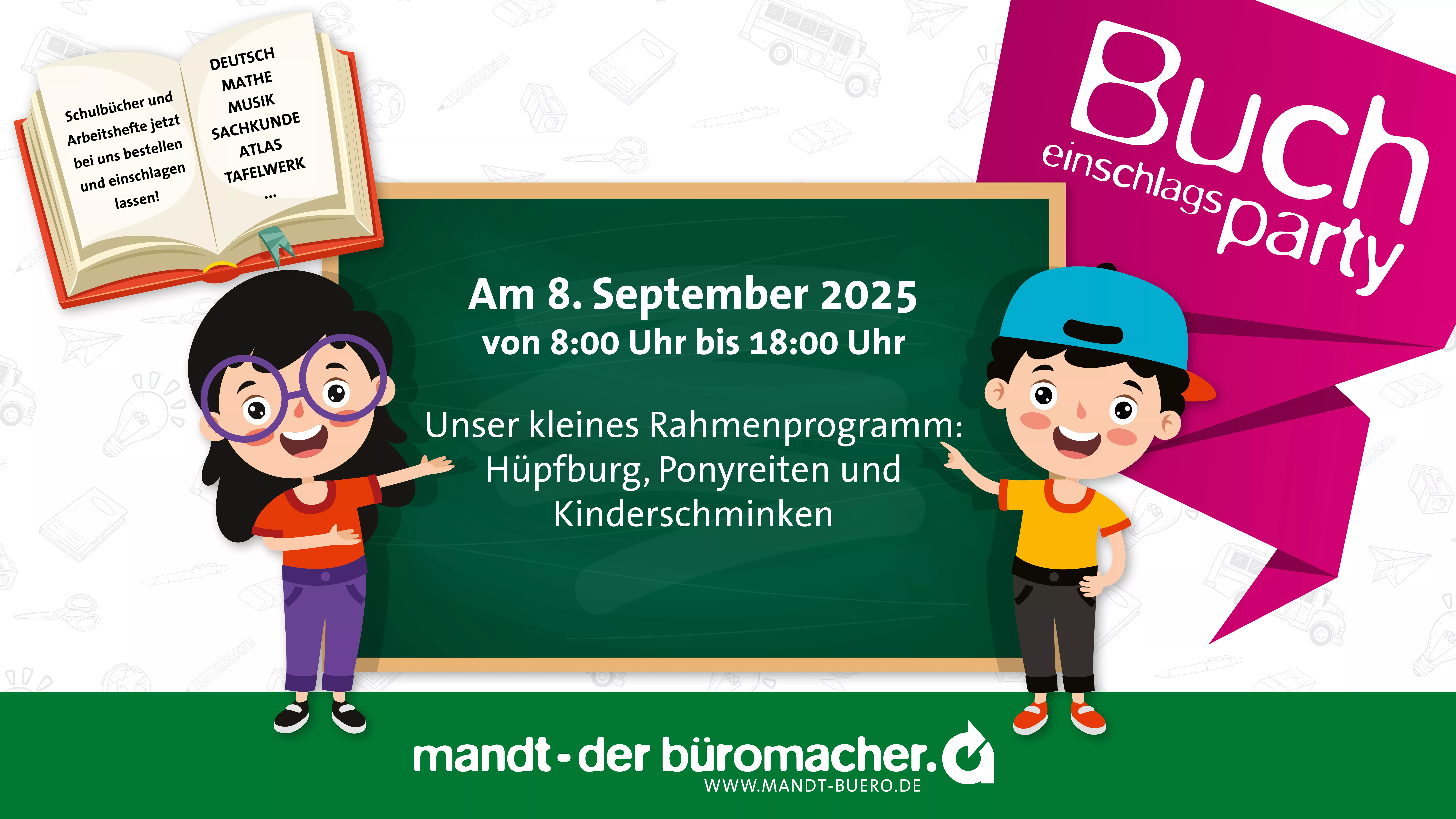 Bild zur Bucheinschlagsparty mit den wichtigsten Informationen