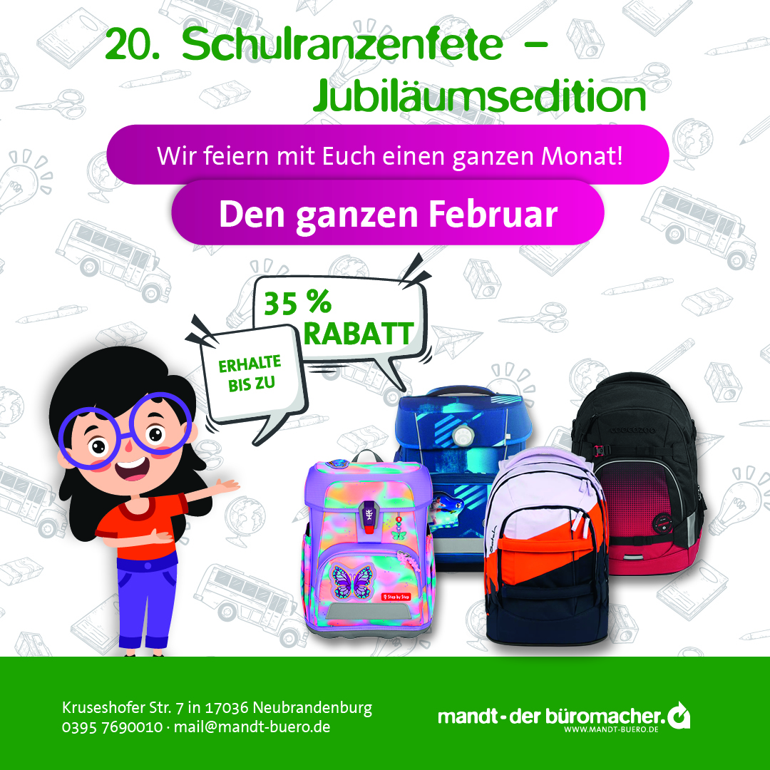 Beitragsbild zur Bewerbung der 20. Schulranzenfete
